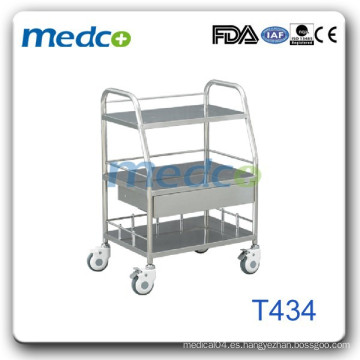 Carrito de instrumentos médicos de acero caliente T434